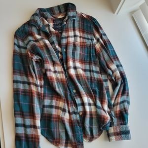 American eagle plaid button up shirt size medium